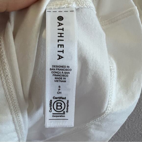 Athleta Designed in SF White Rounded Neck Tee T-Shirt Top Small - Picture 3 of 7